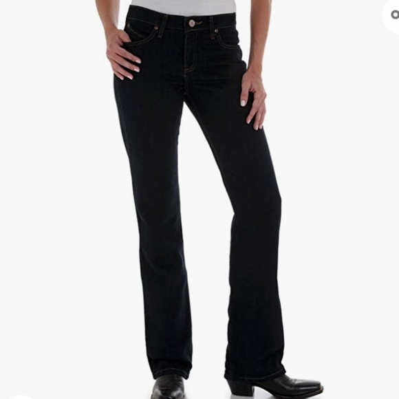 Wrangler Q-Baby No Gap Waist Washed Black Bootcut Jeans Size 9/10 - Picture 4 of 15